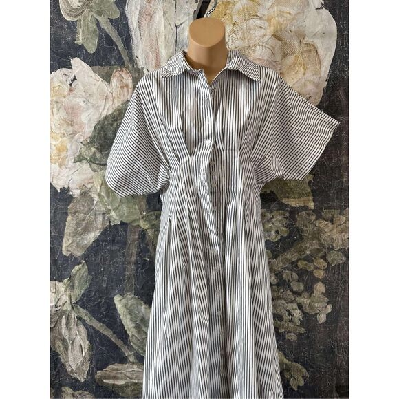 New Anthropologie The Tobie Button-Front Pleated Shirt Dress by Exquise Size Xs - Picture 10 of 12